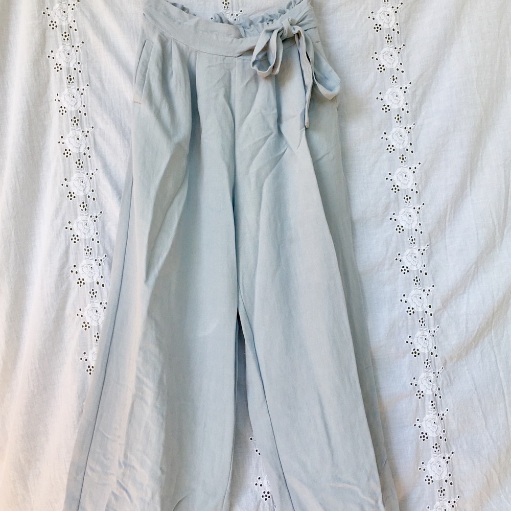 High waisted baby blue pants